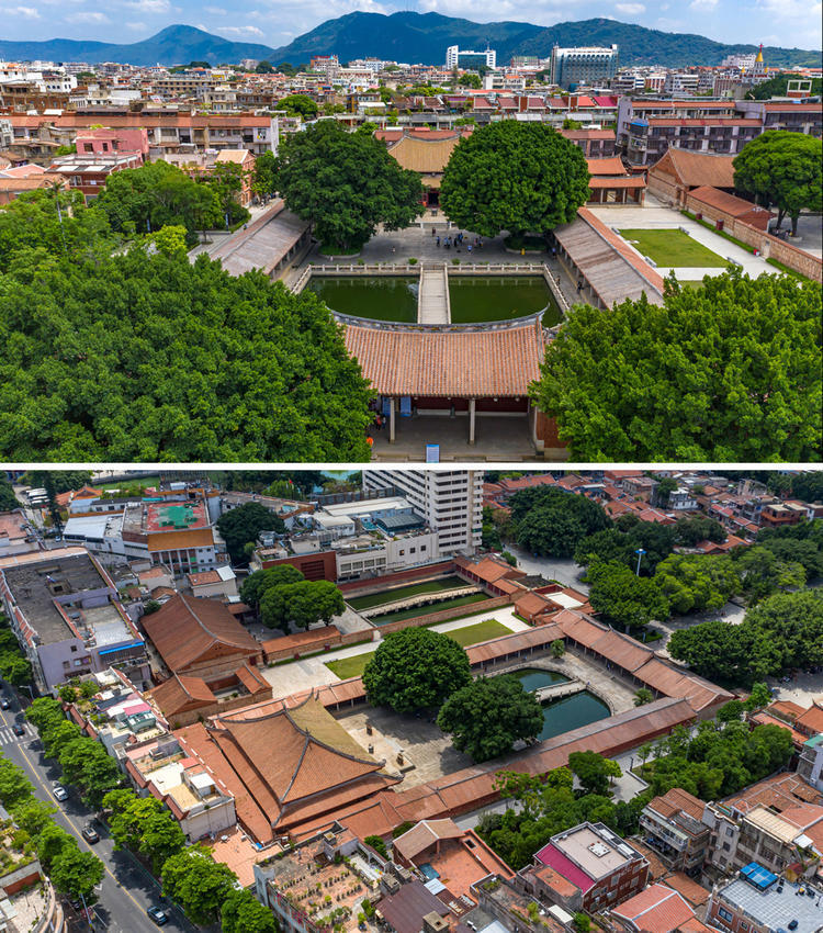 航拍里看到的泮池不難想象我們來到了泉州的府文廟,同樣是全.